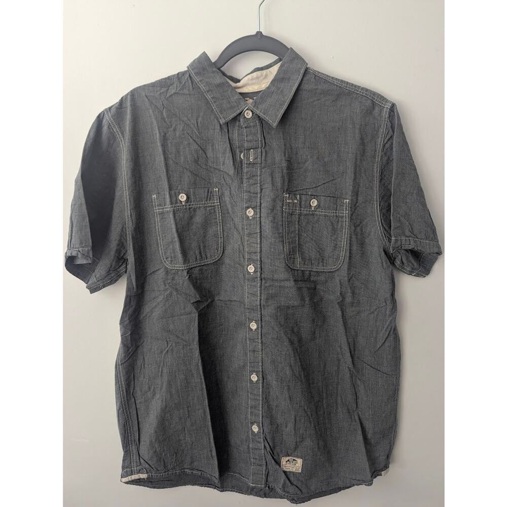 Vans Men’s Medium Chambray Button Up Shirt Gray Denim Short Sleeve Casual